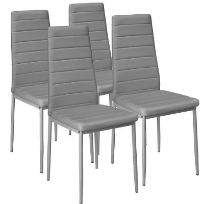 tectake 401846 4 jídelní židle, syntetická kůže - šedá