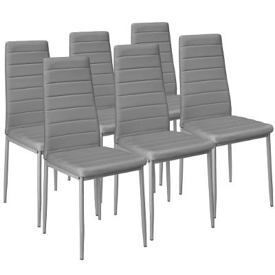 tectake 401851 6 jídelních židlí, syntetická kůže - šedá
