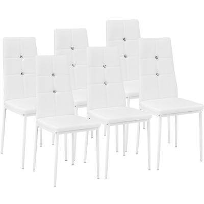 tectake 402543 6 jídelních židlí, ozdobné kamínky - bílá