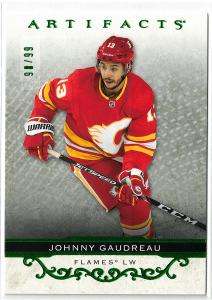 Johnny Gaudreau - 2021-22 UD Artifacts #117 - Emerald Parallel /99