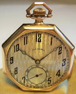Zlaté 14K kapesní hodinky Illinois (Elgin/Hamilton)