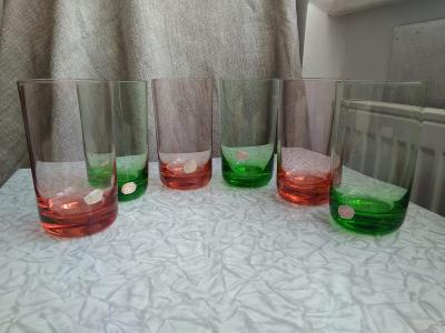 Sada skleniček Bohemia Crystal - červená a zelená - 6 ks 