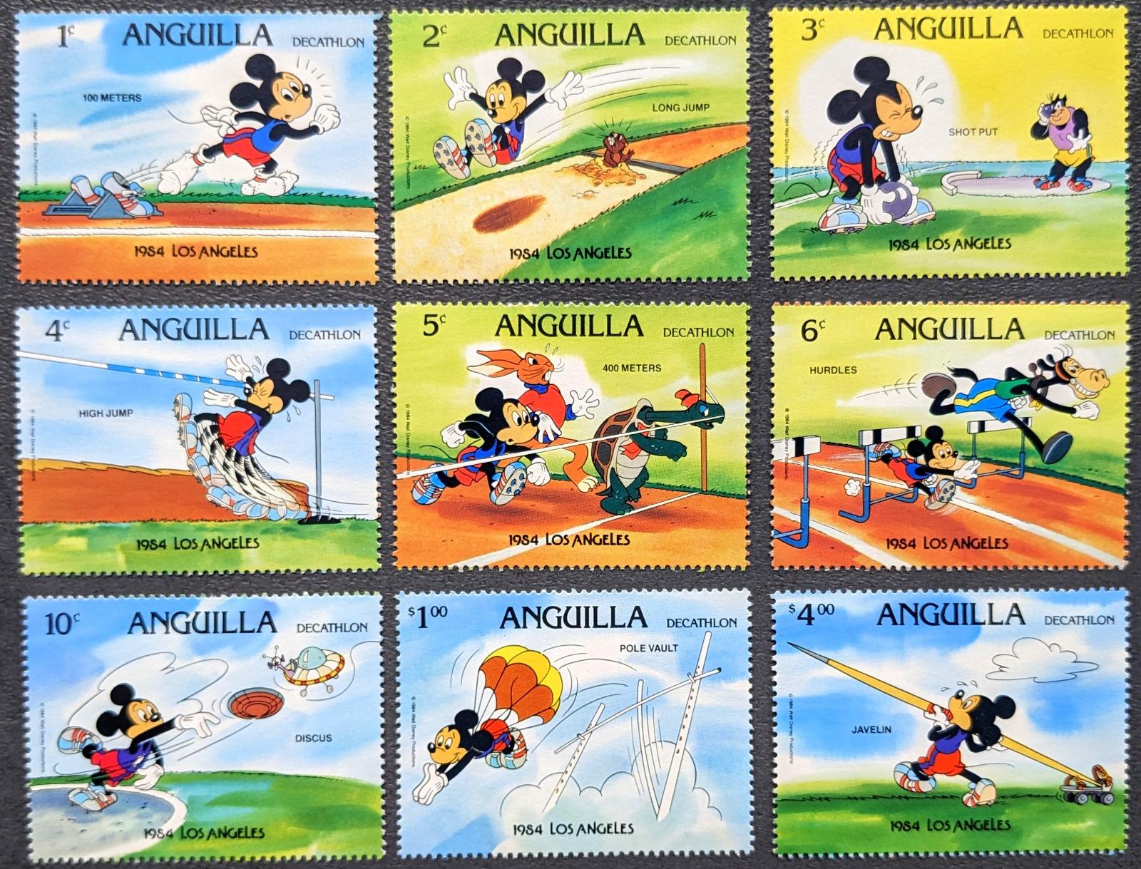 Anguilla Disney detské, Olympijské hry 84, kompletná séria 9ks známok - Známky