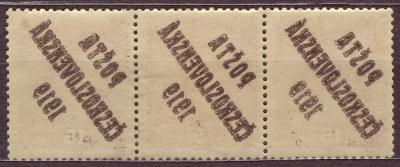 PČ 1919 (ČSR I) - 3x známka č. 38 s obtiskem přetisku od 1 Kč (2341)