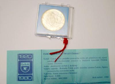 1980 ČSSR - "vývozní" paměťní medaile ČEDOK, stříbro Ag od 1 Kč (K3058