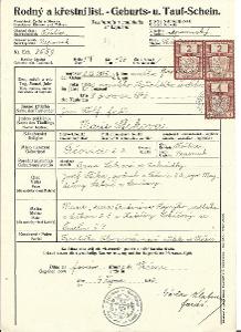Krstný a rodný list 1940, Vrčeň, Nepomuk