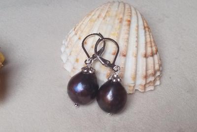 Velké tahitské perly, náušnice na chirurgické oceli, hand made