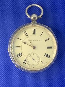 Stříbrné anglické  kapesní hodinky – FARRINGDON – jdoucí
