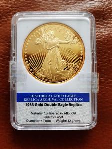 USA Double Eagle 1933 - replika mince v etui, proof