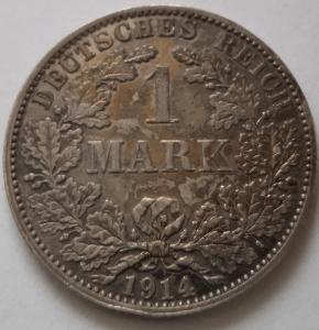 1 Marka - Wilhelm II - 1914 A -stříbro- moc pěkná