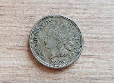 1 Cent 1863 mince USA Spojené státy Americké originál Severní Amerika