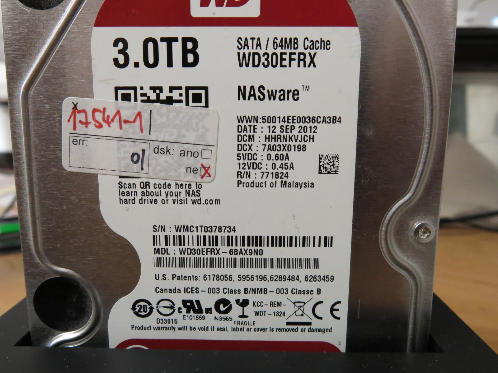 Použitý pevný disk HDD WDC 3TB Red NASware WD30EFRX SATA3/6G od koruny - Počítače a hry
