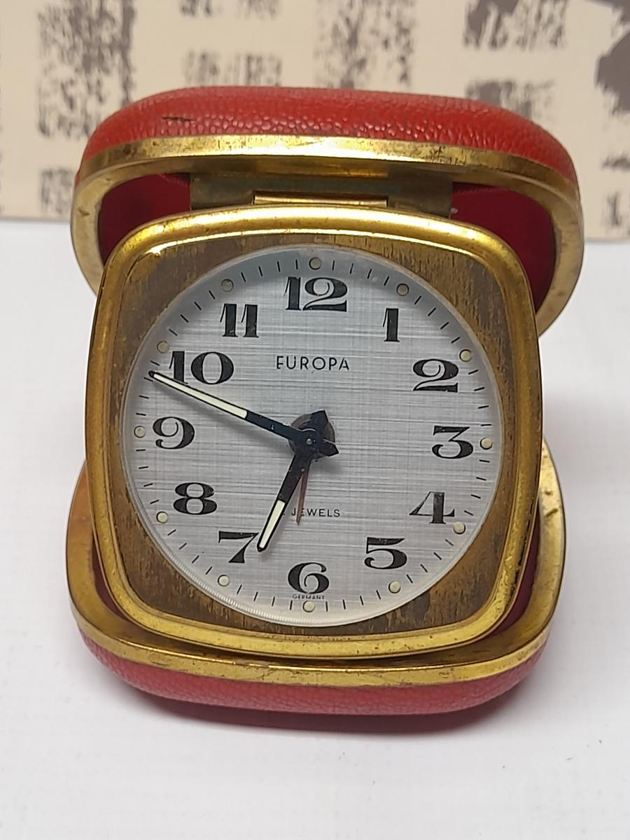 Starý, cestovný budík, hodiny EUROPA, funkčný viď.foto a popis - Starožitnosti