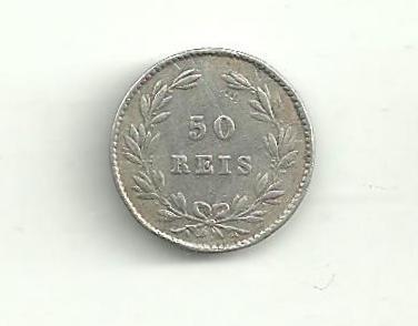 50 Reis Portugalsko 1864 stříbro / nízký náklad