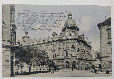 Plzeň hlavní pošta oživlá 1899