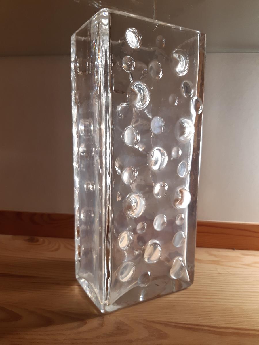 Rectangular Bubble Glass Vase by WMF Glas in Clear Color, circa