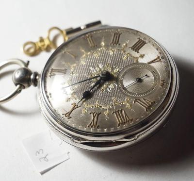 Vzácne stříbrné kapesní hodinky s řetízkovým převodem Londýn rok 1875