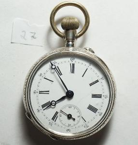 Krásne pánske stříbrné kapesní hodinky Cylindre Remontoir 10 rubis