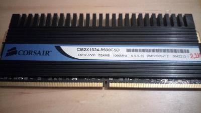 2× 1GB DDR2 RAM Paměť Corsair Dominator XMS2-8500 1066MHz CL5