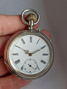 BILLODES pánské celostříbrné pěkné kapesní hodinky