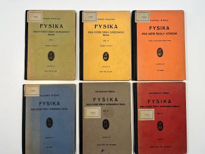 Sada 6 dielov učebnice "Fysika" pre stredné školy z 30. rokov
