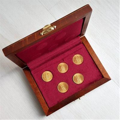 Darčeková sada 5x 20 Koruna KB - vínová (zlaté mince)