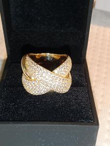 Luxusní masivní stříbrný prsten, zlacen 