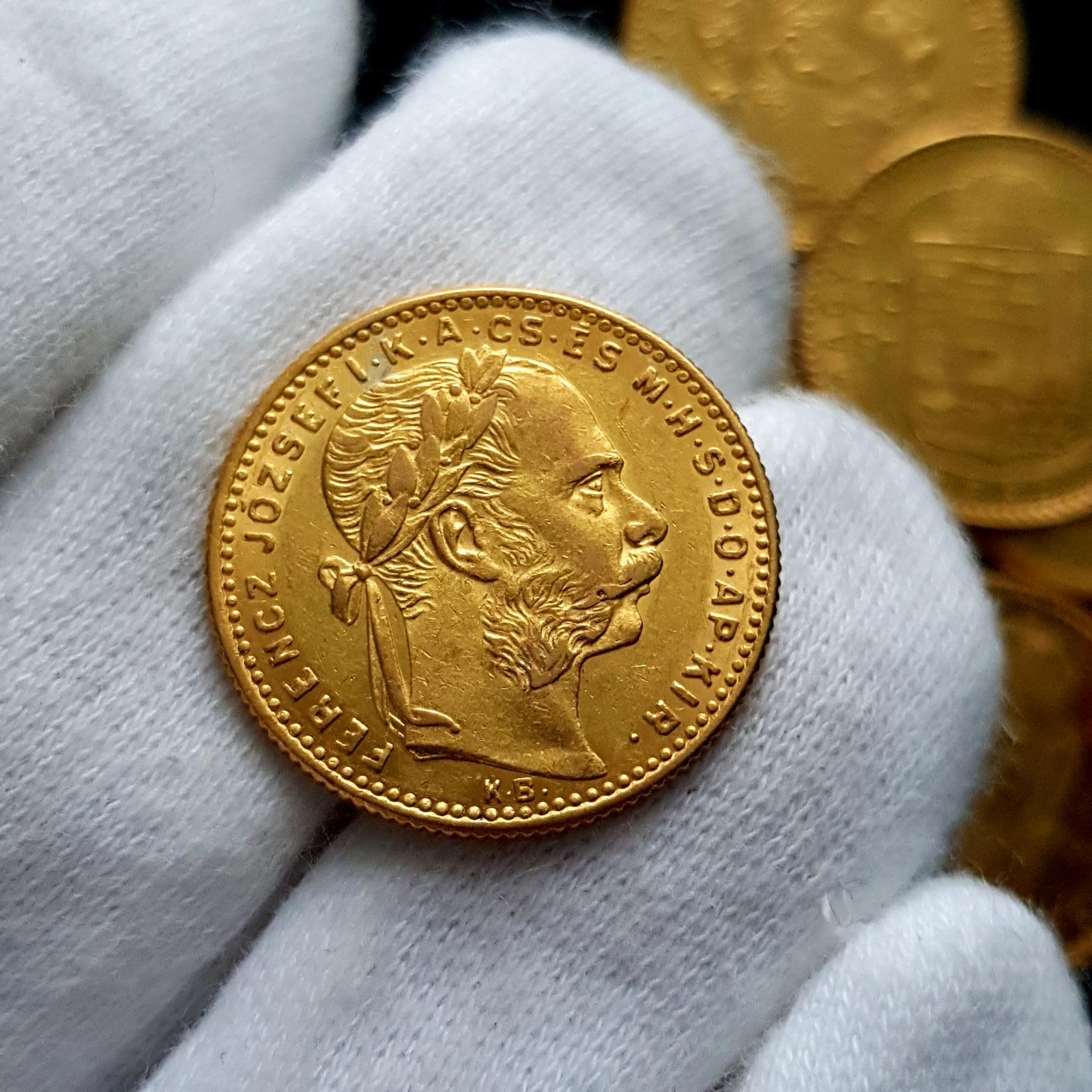 Zriedkavý 8 Zlatník/20 Frank 1891 FIUME , František Jozef I. - Numizmatika