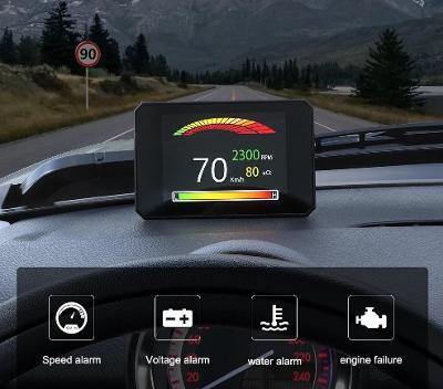 Multifunkčné auto display P16 - OBD2 - rýchlomer s diagnosť. nástrojom
