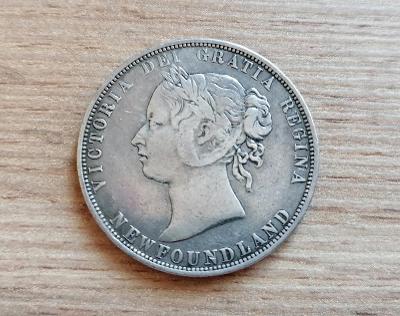 Stříbro 50 Cents 1874 Newfoundland Kanada - stříbrná koloniální mince