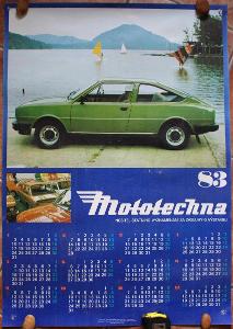Dobový pěkný plakát Škoda Rapid kalendář 1983