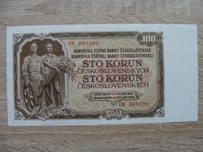 100 Kčs 1953 CD 883100  0/0, originál foto, TOP bankovka z mé sbírky