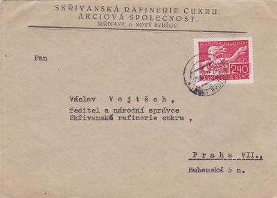 Firemní, cukrovar Skřivany, Nový Bydžov 1947 (Hradec Králové) - Praha.
