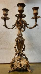 Starožitný bronzový svícen - Francie 