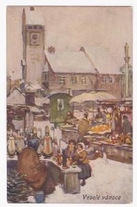 Vánoční trh MIKULÁŠŮ a čertů, lidé, malíř A.Wierer