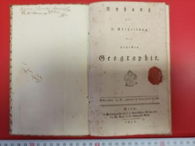 Stará školská učebnica ZEMEPISU "ANHANG ZUR II. ... GEOGRAPHIA" 1812