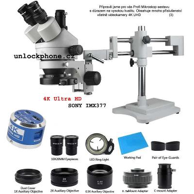 Trinokulárne Stereo Mikroskop 3.5X-90X Kamera SONY IMX377 4K UHD 24MP