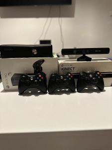 Xbox 360 + kinekt + 3 ovládače