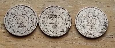 Lot mincí -20 Hellery 1893+1894+1895