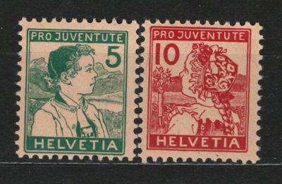 ŠVÝCARSKO - vydání "PRO JUVENTUTE" - 1915 - Mi. 128 - 129 ** - 220 EUR