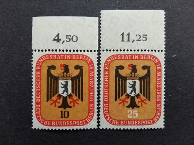 ZÁPADNÍ BERLÍN - 1956 - Kompletní řada - Čisté ** - Mi.136-137