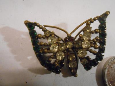 Krásný Motýl Šperk Brož Deco Žlutý Kov Ne Filigrán 1938