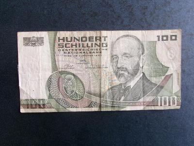 Rakousko  z oběhu 100 sto  Šilink Shilling  Schilling bankovka