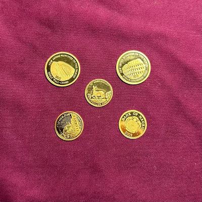 Mini sbírka 5ks mini zlatých pamětních mincí - 3,51g Au