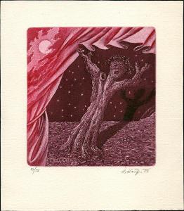 TT 422 grafika, signatura, číslováno, exlibris, Herbert Kisza,1984