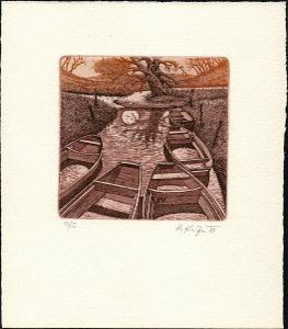 TT 424 grafika, signatura, číslováno, exlibris, Herbert Kisza,1983