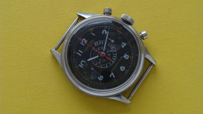 Velký 38,5 mm ocelový vojenský chronograf Villereuse Watch 