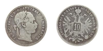 Rakousko - Uhersko, F.Josef I., 10 Krejcar, 1869, Ag mince, váha 1,667