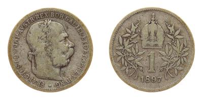 Rakousko - Uhersko, F.Josef I., 1 Koruna, 1897, Ag mince, váha 5 gramů