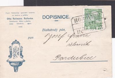 Rakousko, firemní Hořovice, nádražní schr. 1911 (Beroun) - Pardubice.
